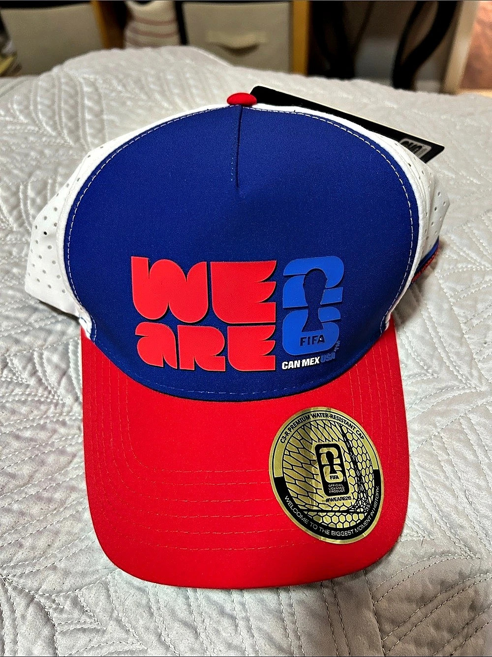 FIFA World Cup 26 C3-R Premium Water-Resistant Cap Blue & Red NWT